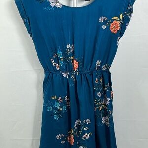 Pink Rose Blue Floral Dress